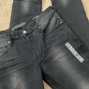 Guess Mens/ New distressed slim black jeans 33x32